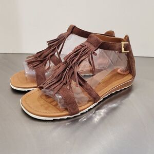 A.Giannetti Brown Suede Sandals Fringe